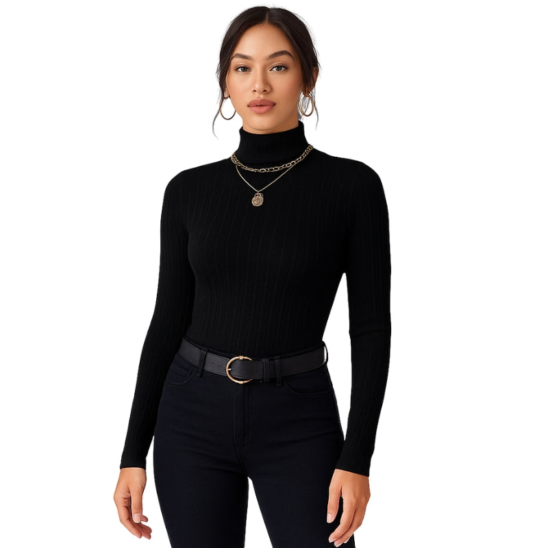 Pull à Manches Longues Col Roulé Chic et Élégant