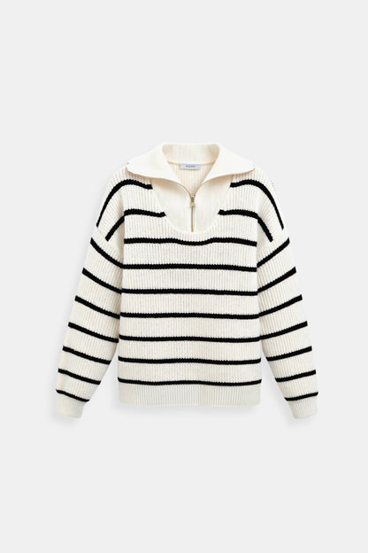 Pull femme rayé avec col zip - BerlinGlamour