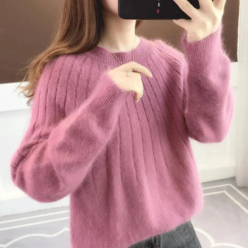 Pull Femme Col Rond Bleu Clair