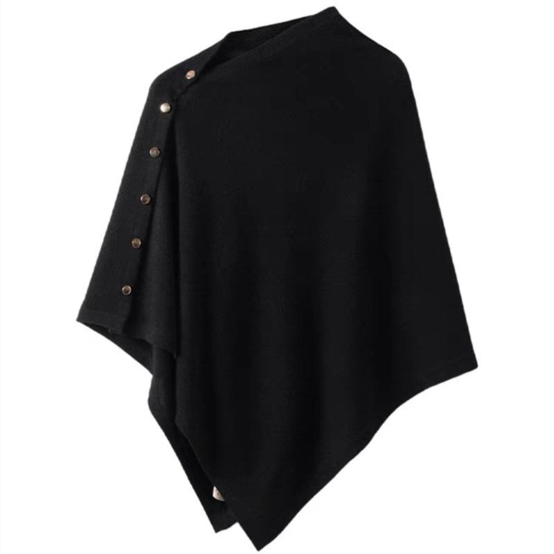 Poncho Élégant Femme - Écharpe Foulard en Soie avec Fermeture Boutons