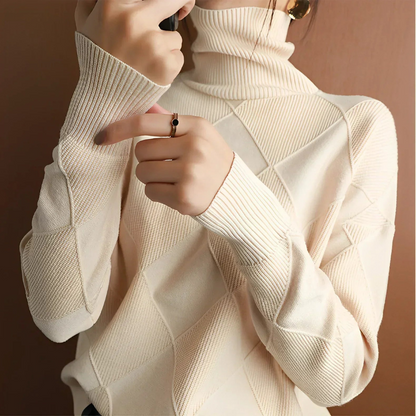 Pull Femme Long à Col Roulé Doux et Élégant - PanierRoyale