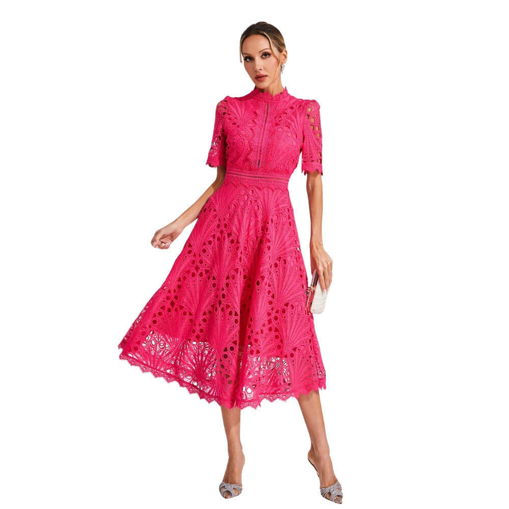 Robe Été Courte à Manches Courtes en Dentelle - PanierRoyale