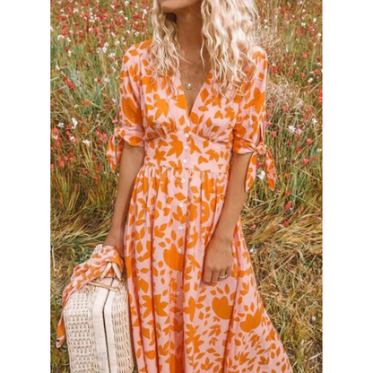 Robe Été Florale à Manches Bouffantes pour Femme - PanierRoyale