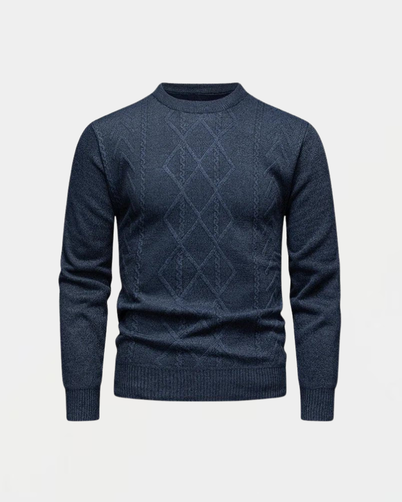 Pull Homme Laine Mélangée à Motif Jacquard