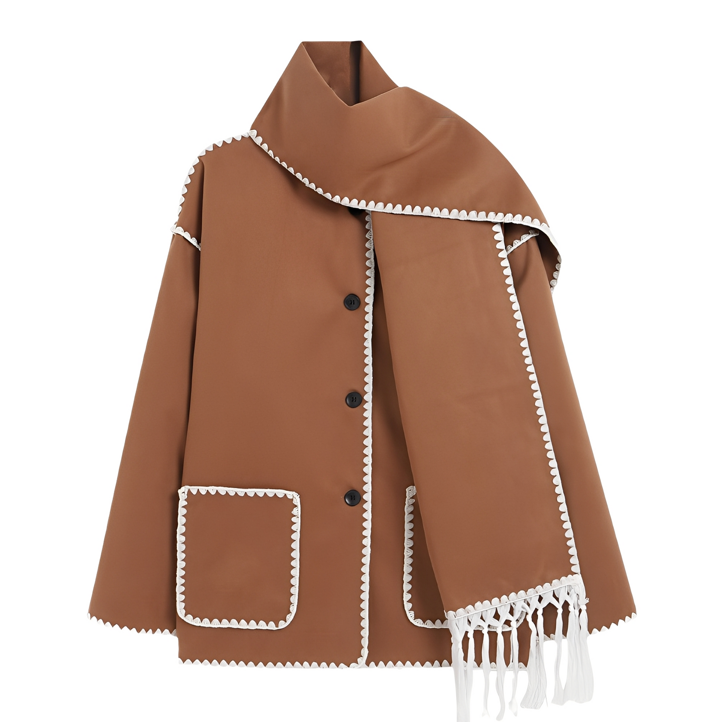 Manteau Femme Hiver Laine Douce avec Écharpe Incluse