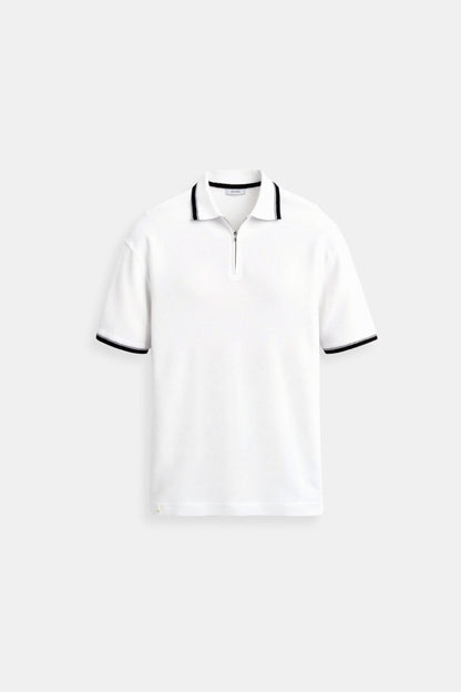 Chemise Polo Classique à Fermeture Éclair Contraste - BerlinGlamour