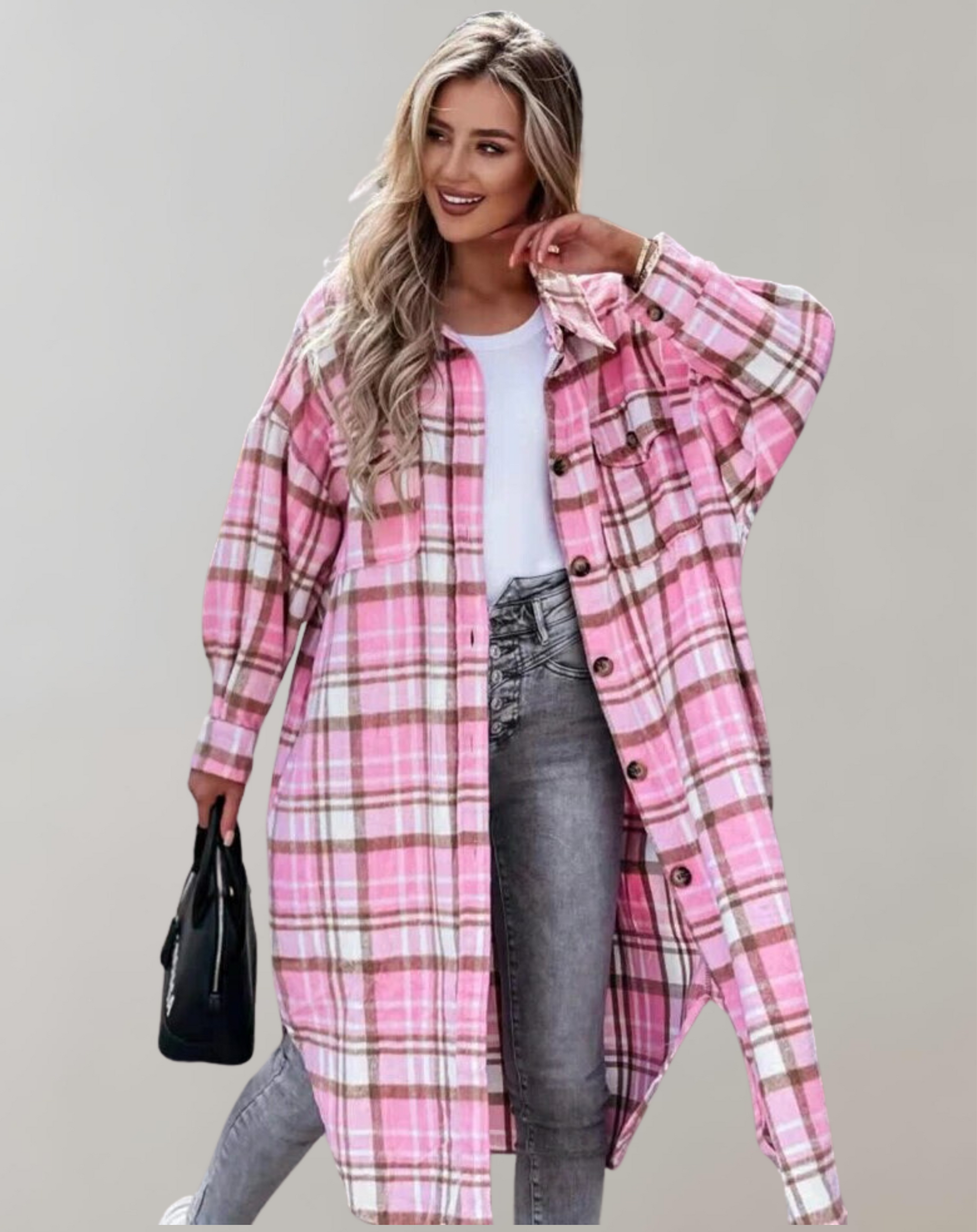 Manteau Femme Hiver Carreaux Chic à Fermeture Boutons - PanierRoyale