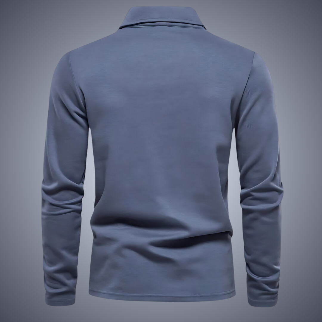 Polo Homme Manches Longues Marine ➡️ Chemise Polo Homme Marine Classique - PanierRoyale