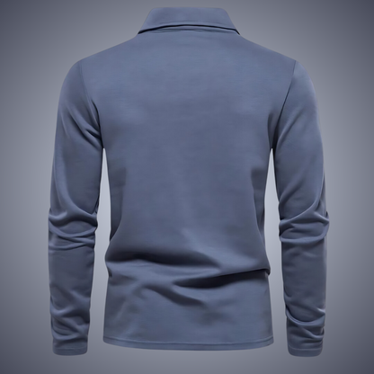 Polo Homme Manches Longues Marine ➡️ Chemise Polo Homme Marine Classique - PanierRoyale