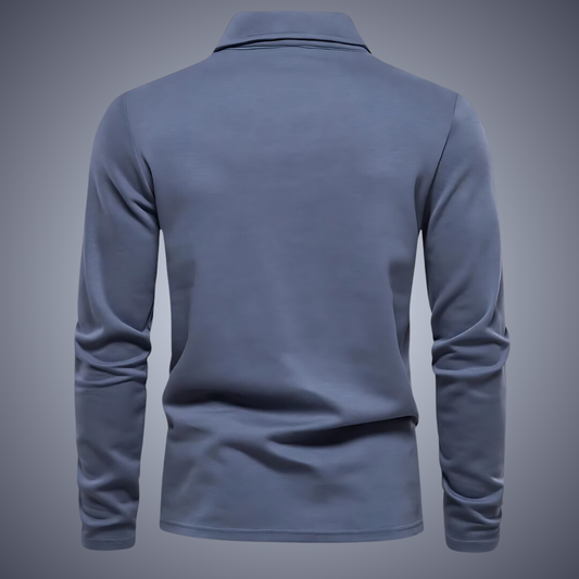 Polo Homme Manches Longues Marine ➡️ Chemise Polo Homme Marine Classique - PanierRoyale