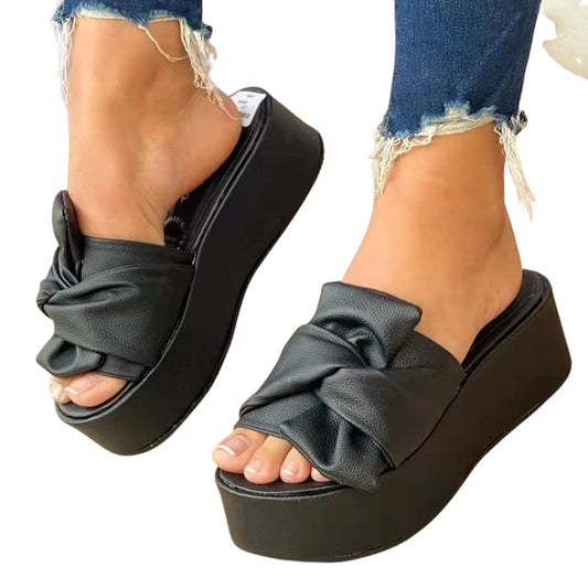 Sandales Plateforme à Talon Plat avec Nœud Déco - PanierRoyale