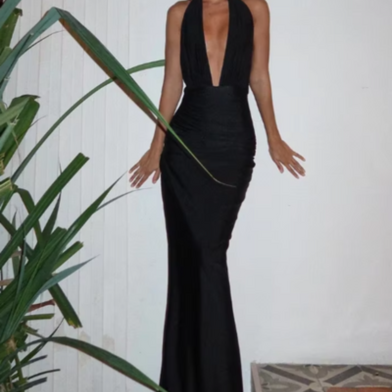 Robe Féminine Col en V avec Fente Arrière Élégante - PanierRoyale