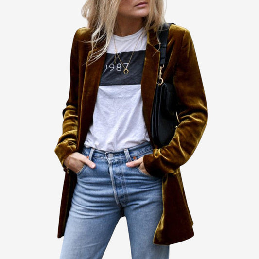 Blazer Femme Chic à Manches Longues et Douces - PanierRoyale