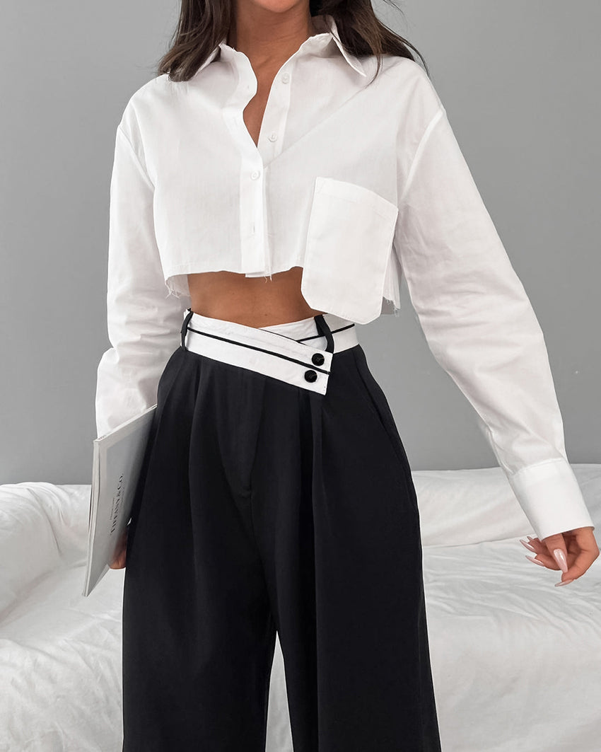 Pantalon Femme Taille Haute Élégant Long - PanierRoyale
