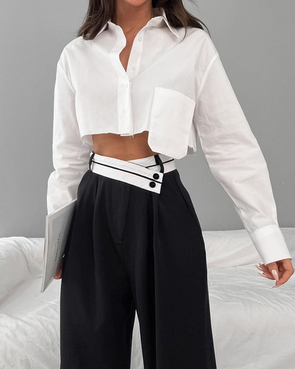 Pantalon Femme Taille Haute Élégant Long - PanierRoyale