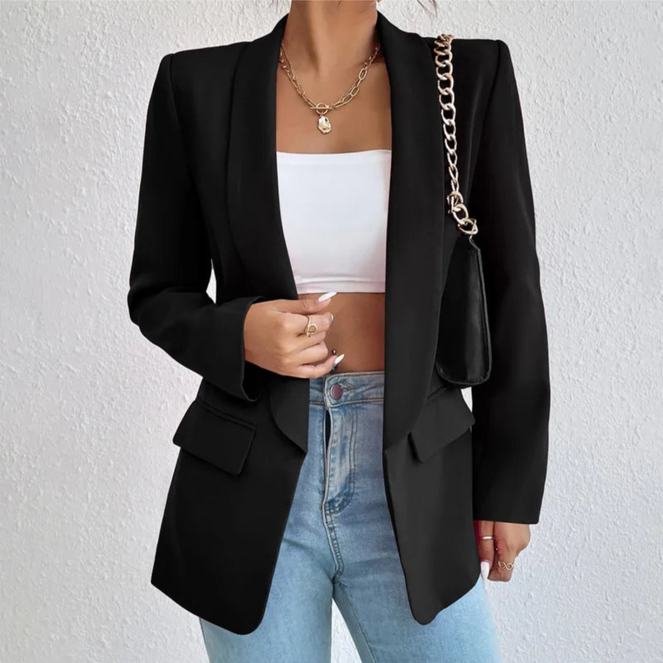 Blazer Femme Chic Grande Taille Longue Manche - PanierRoyale