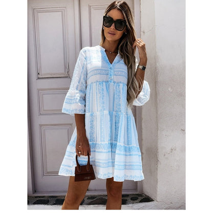 Robe Décontractée à Manches Courtes Féminine Élégante