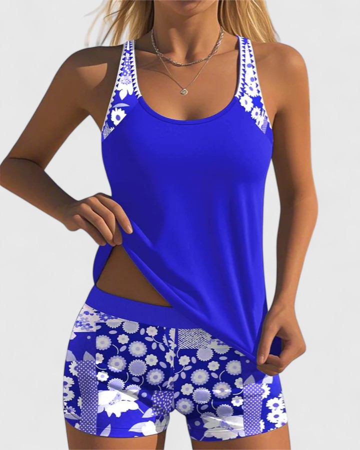 Tankini Deux Pièces Femme Polyester Coupe Sportive Dos Nageur - PanierRoyale