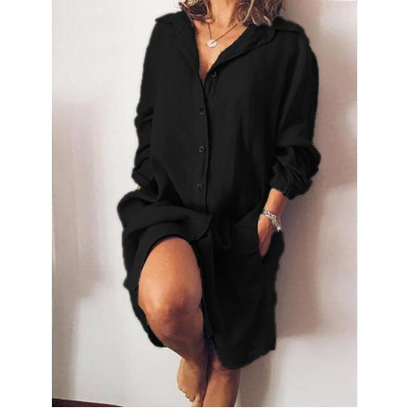 Robe Chemisier Grande Taille Chic à Manches Longues - PanierRoyale