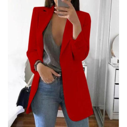 Blazer Femme Élégant Revers Cranté Décontracté