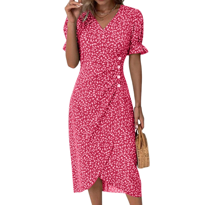Robe Été Floral Manches Courtes Legère