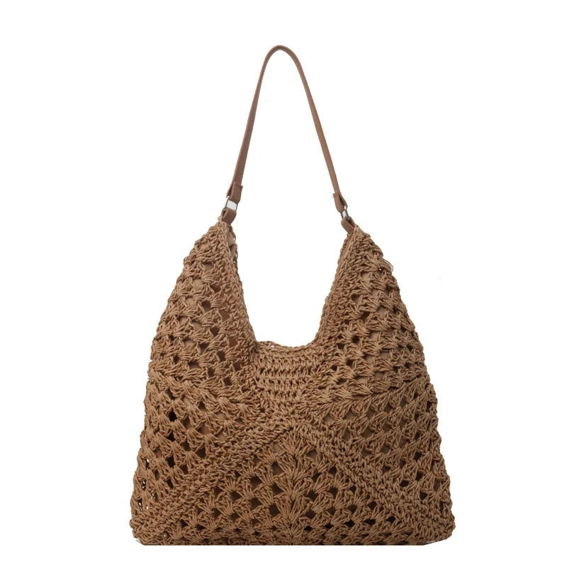 Sac à Main Tressé Élégant Triangle - PanierRoyale