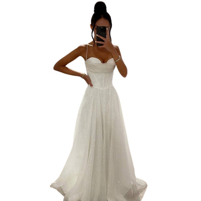 Robe Soirée Longue Sans Manches en Dentelle