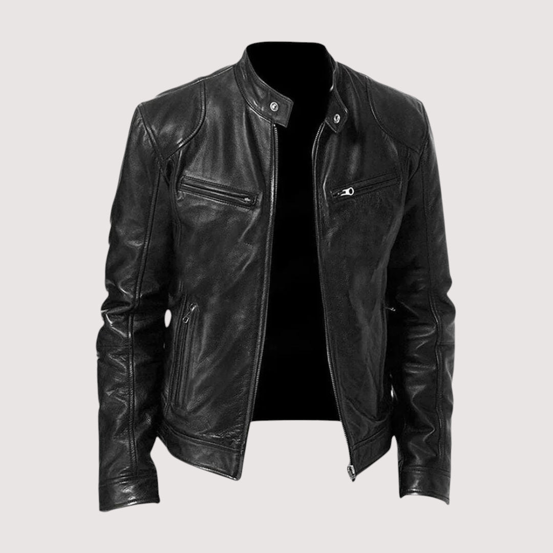 Veste Homme Cuir Véritable Coupe Classique Confort Toutes Saisons