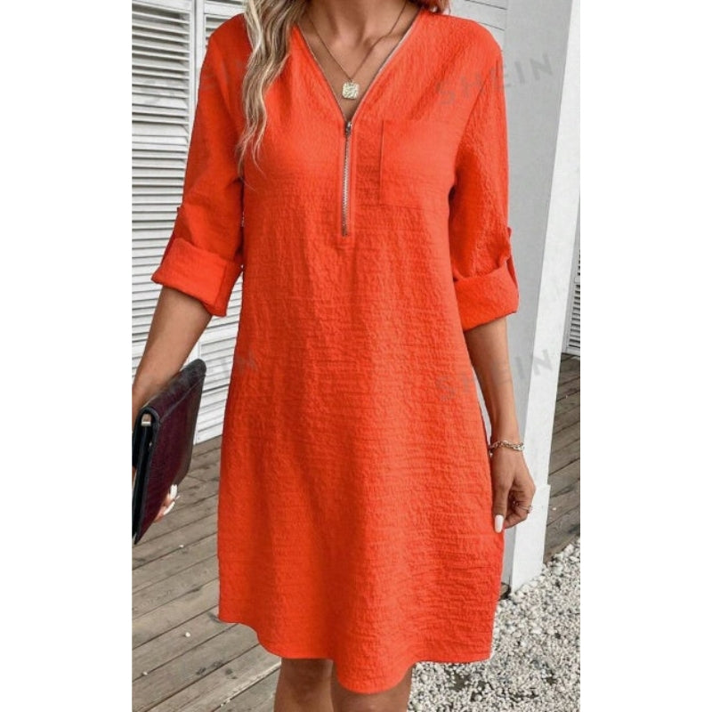 Robe Éclairée Devant Manches Courtes Fashionable