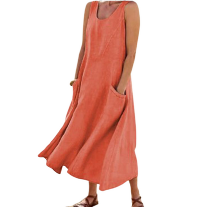 Robe Décontractée Été sans Manches avec Poches - PanierRoyale