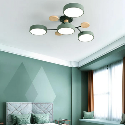Lustre Métal et Bois Moderne 5 Lumières - PanierRoyale