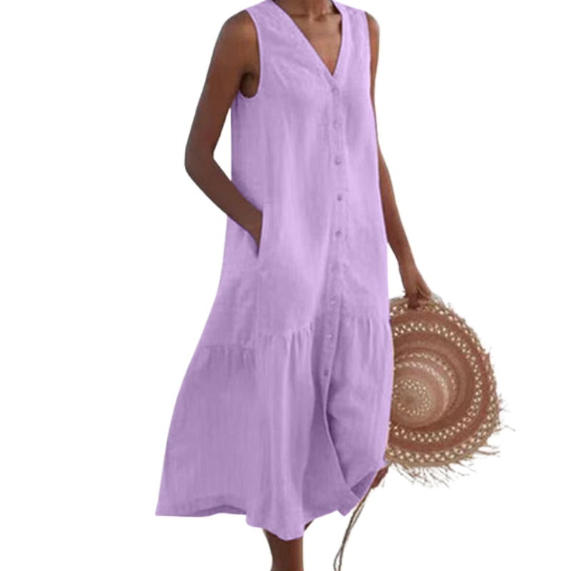 Robe Soirée Longue Sans Manches avec Poches