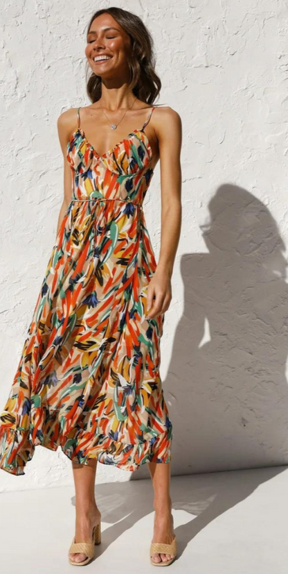 Robe Été Femmes Col Rond en Coton Léger