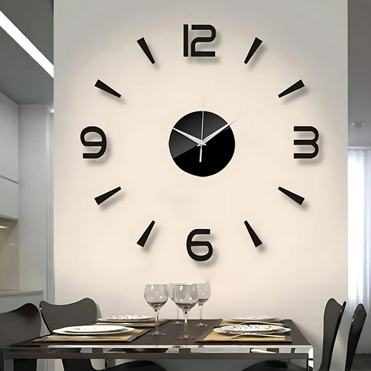 Horloge Murale Noire Design avec Chiffres en Relief Moderne - PanierRoyale