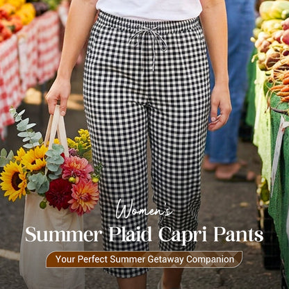 Pantalon Capri Femme Coton Taille Élastique Coupe Ajustée