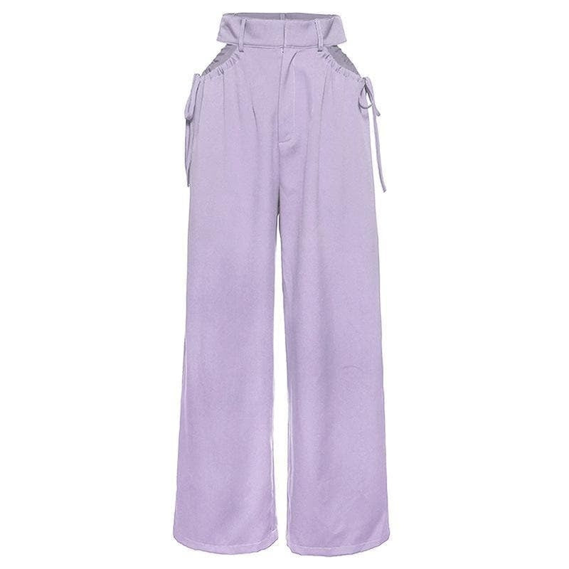 Pantalon Taille Haute Élégant avec Ceinture et Poches Latérales