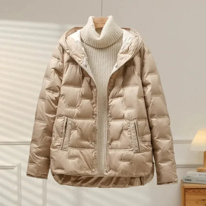Veste Femme Hivernale Douce avec Capuche et Fermeture Éclair