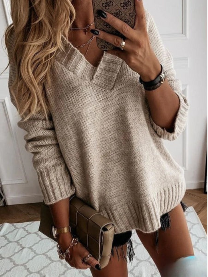Pull Col V Femme Chic et Élégant - PanierRoyale