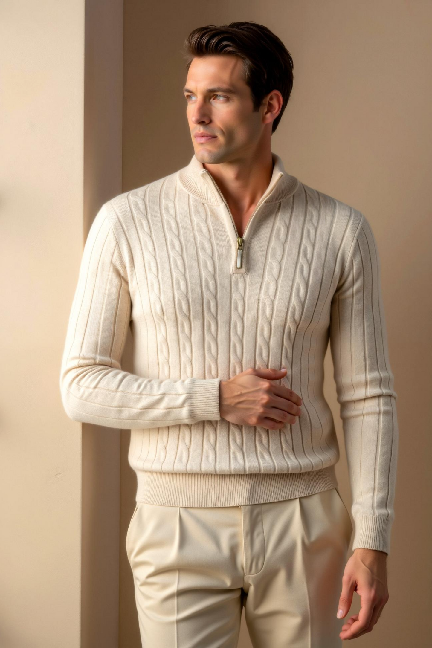 Pull à côtes zippé élégant pour homme - BerlinGlamour