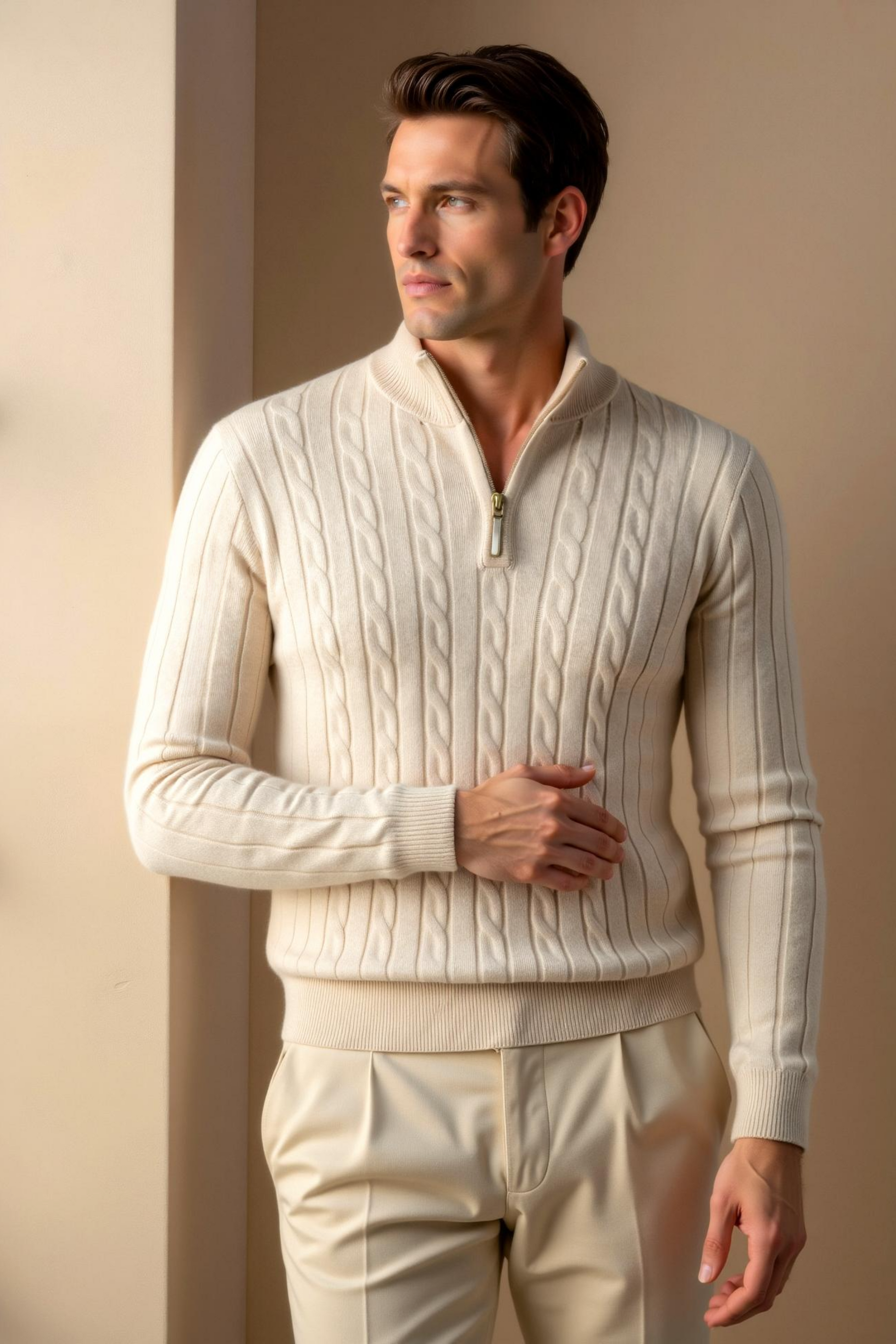 Pull à côtes zippé élégant pour homme - BerlinGlamour