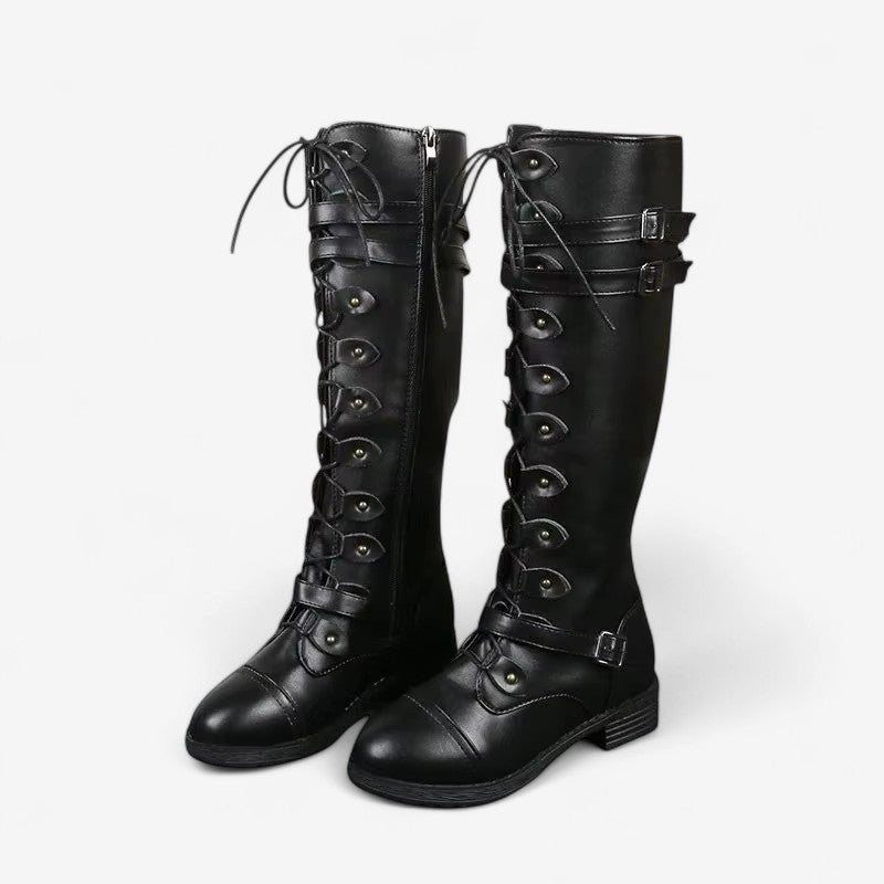 Bottes Femmes Hauts Talons à Lacets Élégantes