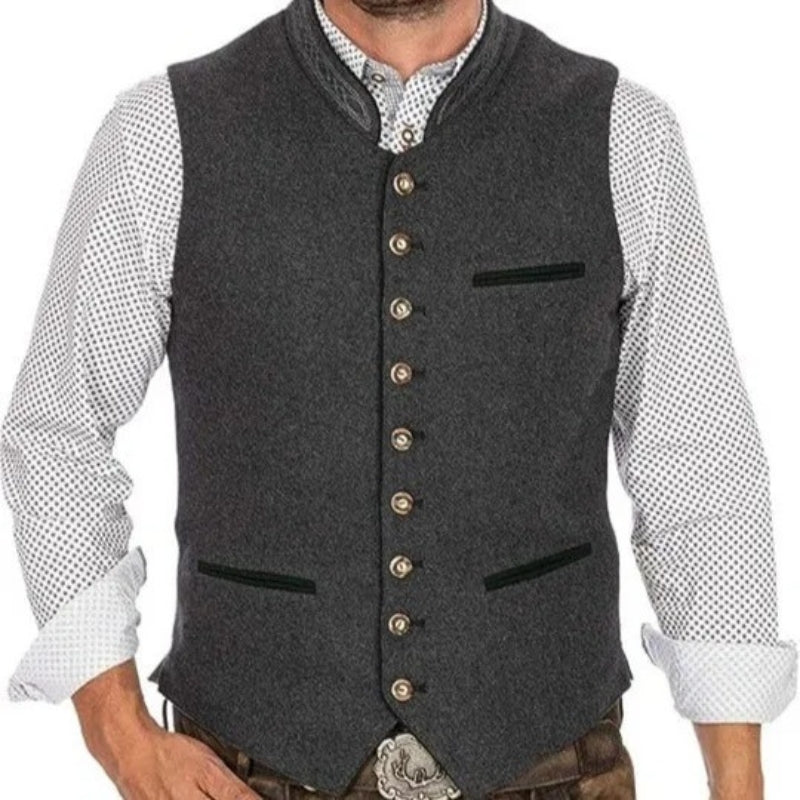 Veste Cuir Homme Classique avec Poches et Fermeture Boutons - PanierRoyale