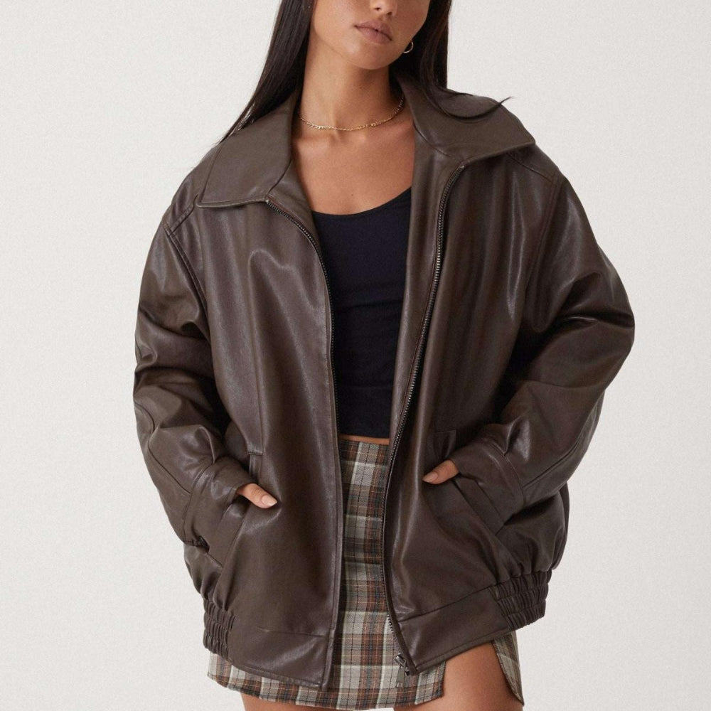 Veste femme hiver avec manches longues et poches zippées