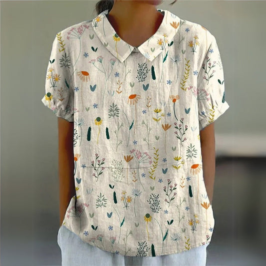 Blouse Été Fleurs Courte Manche Décontractée - PanierRoyale