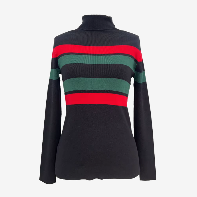 Pull Rayé Slim Fit Col Roulé Élégant Homme - PanierRoyale