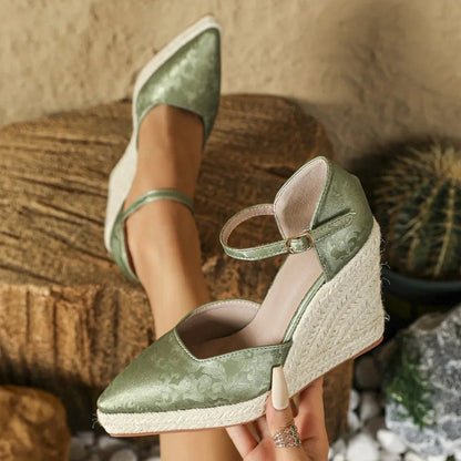 Espadrille Femme Confort à Bout Pointu et Boucle Déco