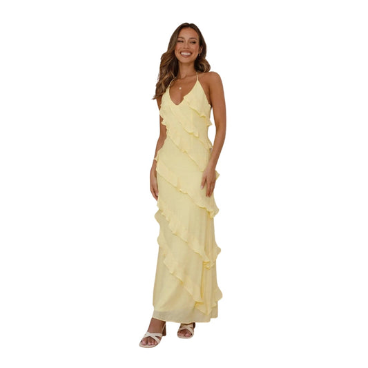 Robe Longue Élégante Col Rond avec Fermeture Arrière Réglable - PanierRoyale