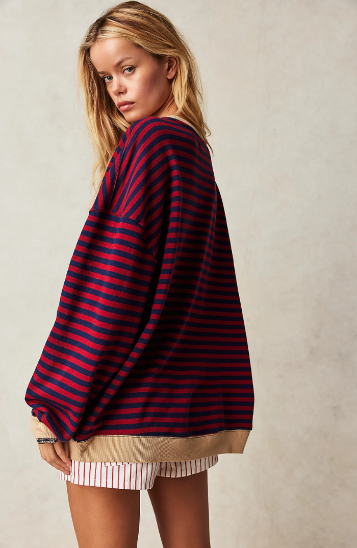 Pull Femme Rayé Col Rond Printemps