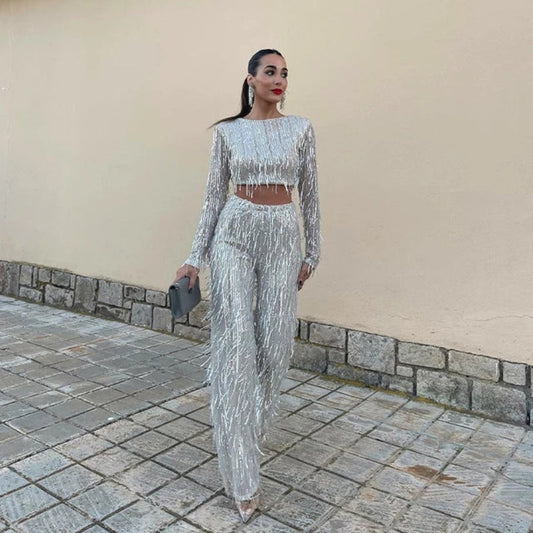 Robe Femme Chic Courte avec Pantalon Étroit - PanierRoyale