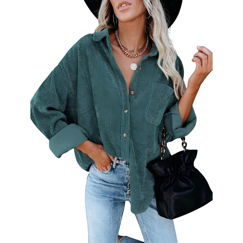 Chemise Oversize Velours Douce avec Poche avant